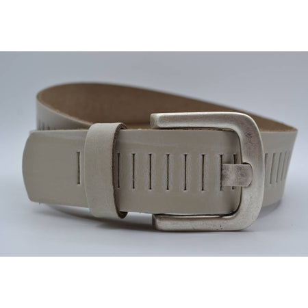 split lederen 40mm ecru casual perforatie riem