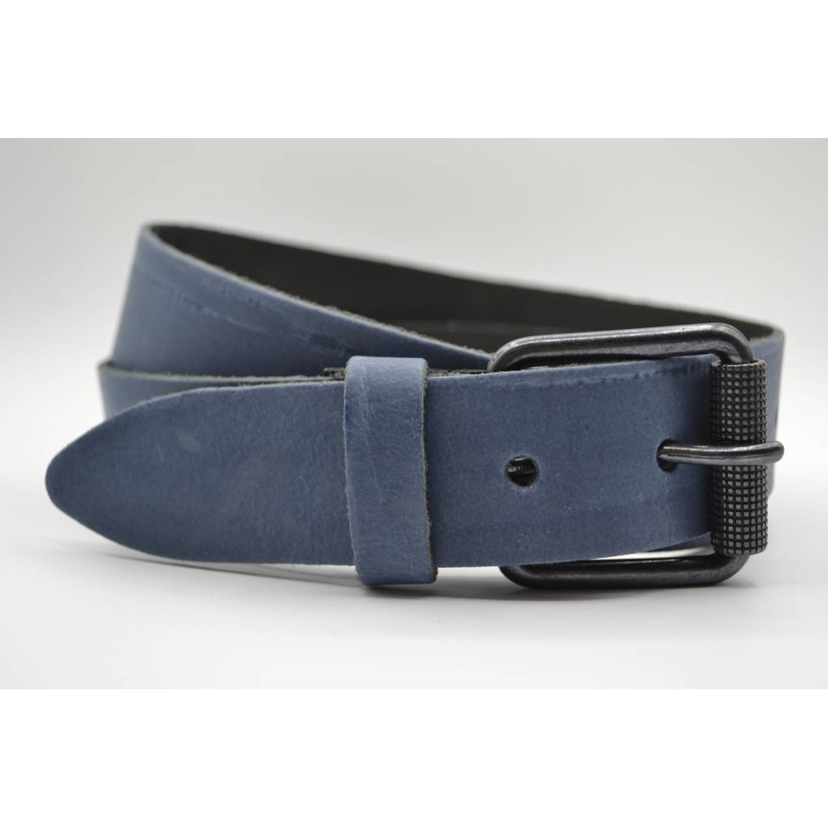 split lederen 40mm blauwe casual riem