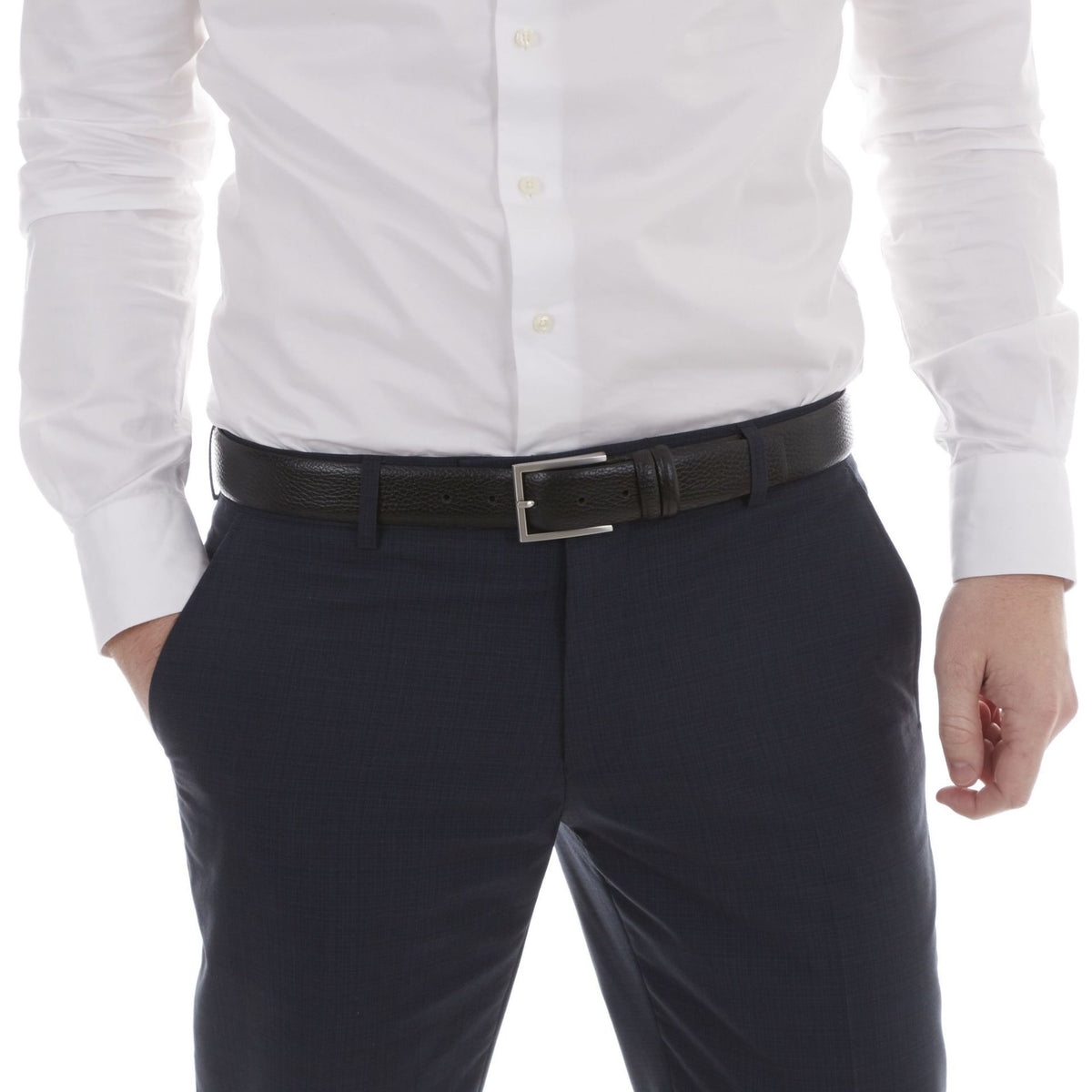 Zwarte nette herenriem met patroon 