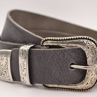 4cm western grijze volnerf lederen riem