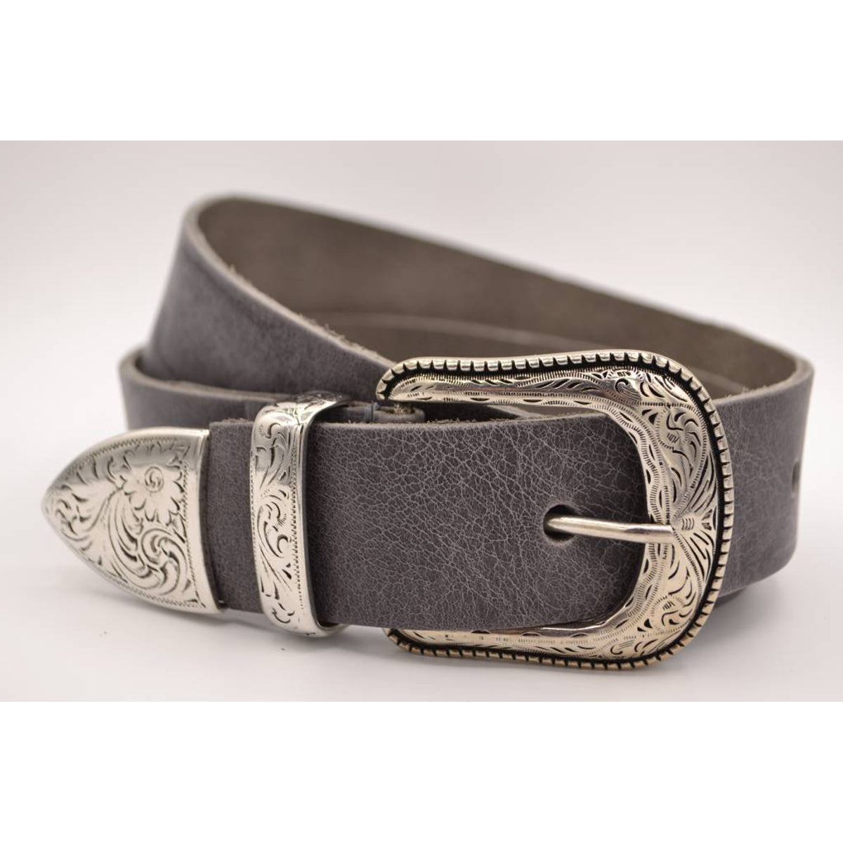 4cm western grijze volnerf lederen riem