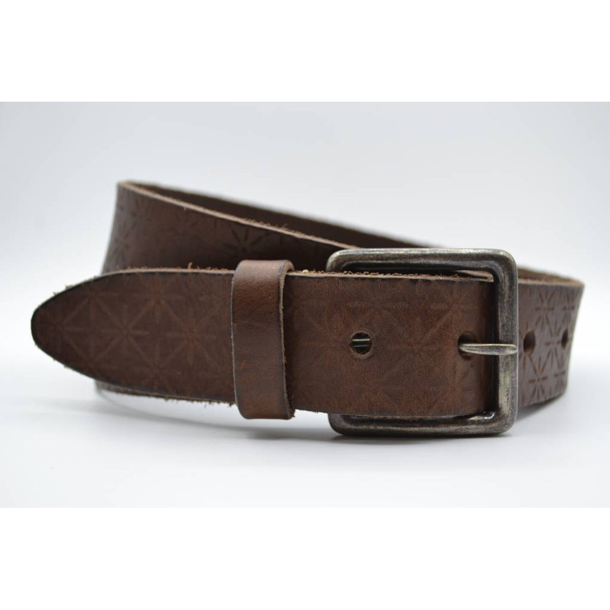 Ster gelaserde bruine echt lederen riem  