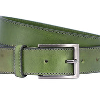 Perfect afgewerkte groene 35mm brede riem.