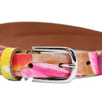 2cm brede kleurrijke riem met zilveren subtiele  gesp.  