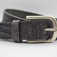 4cm croco grijs italiaans volnerf lederen casual riem
