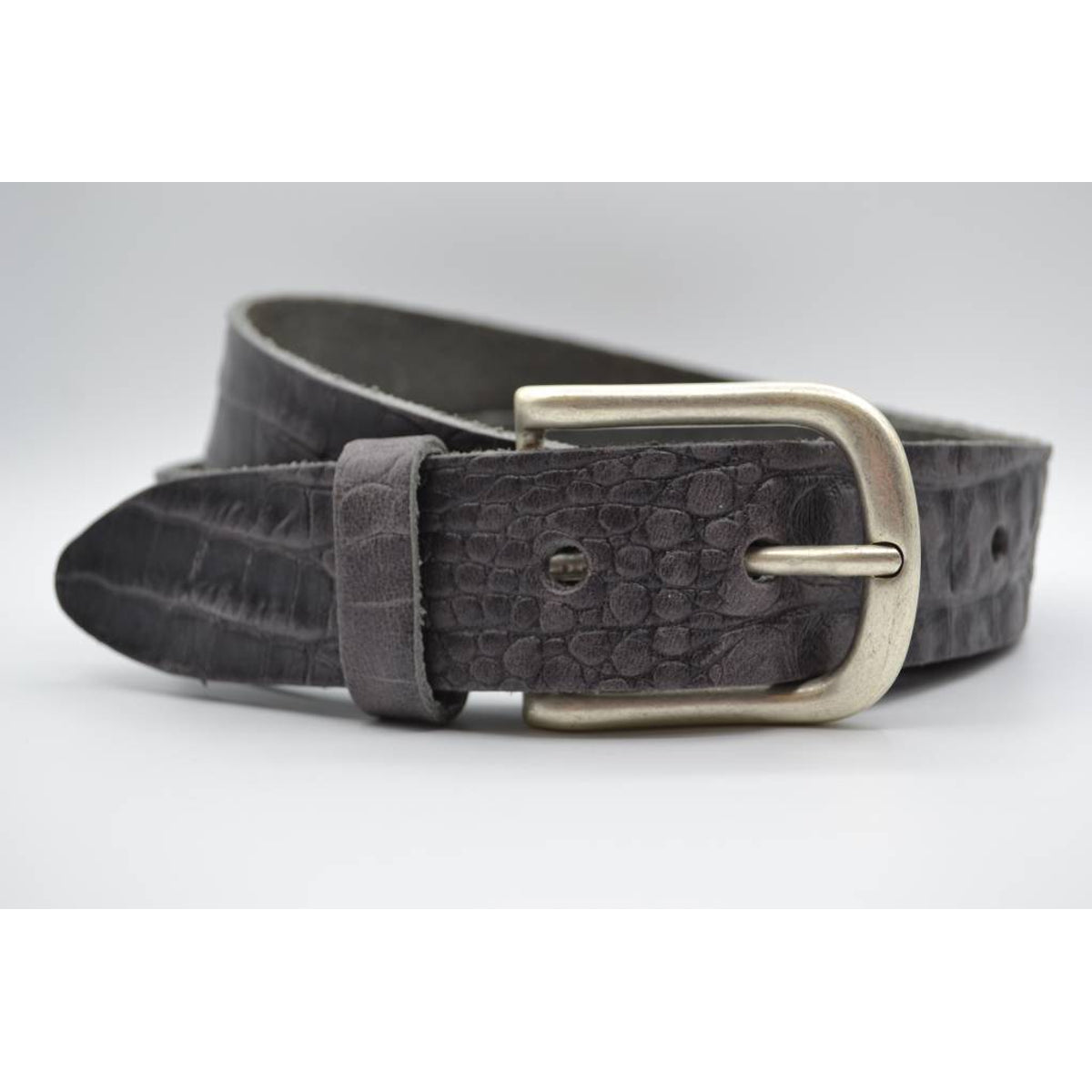 4cm croco grijs italiaans volnerf lederen casual riem
