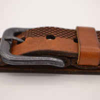 4cm cognac riem met ruit design
