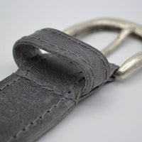 35mm grijs gestikte italiaans volnerf lederen riem 