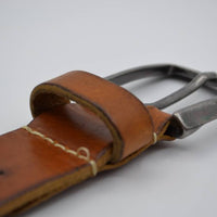 35mm cognac kinder riem met gebrande gaatjes 