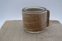 Kaarsenhouder voor theelicht. Glas en croco  naturel leer