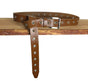 Lange trendy cognac knoopriem met ringen