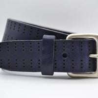 4cm triple dot gelaserde blauwe volnerf lederen riem