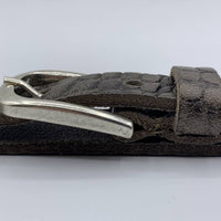 grijze 2cm brede krokodillen print damesriem