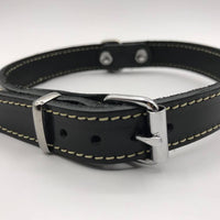 Hondenhalsband 45cm zwart echt Italiaans leer