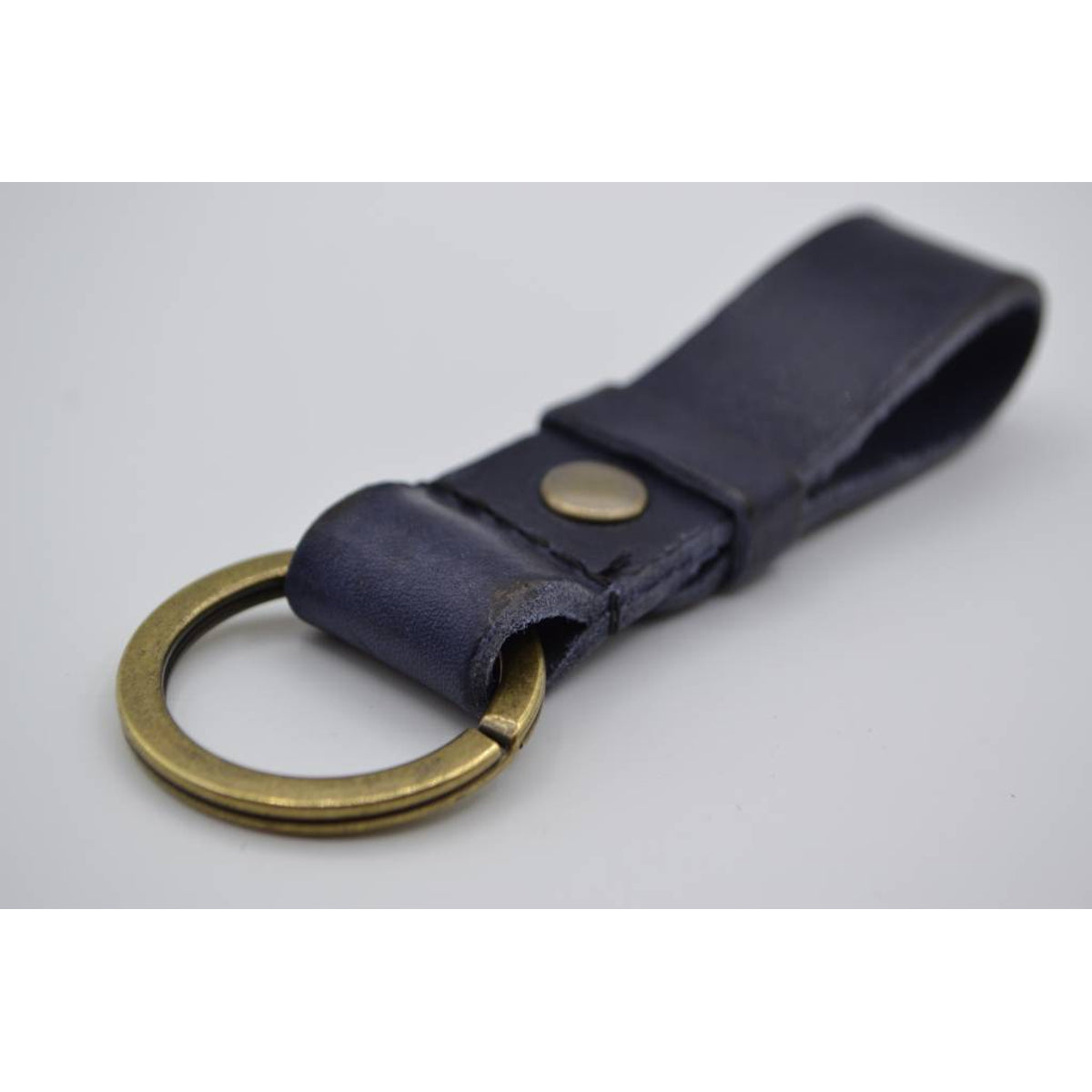 Blauwe vintage sleutelhanger met naam of logo