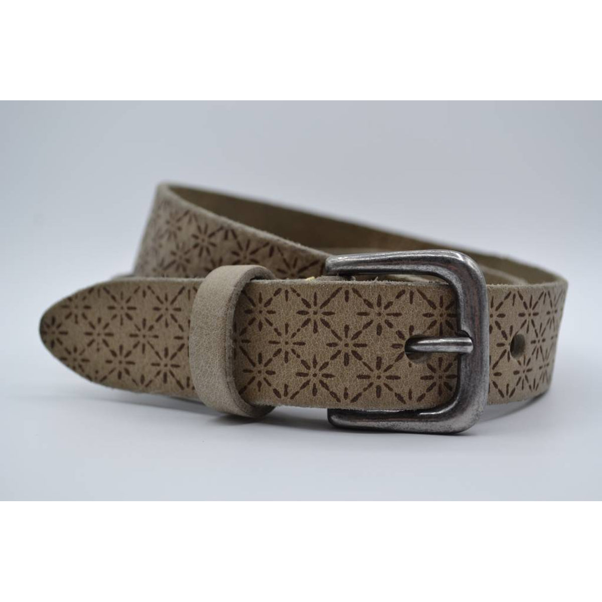 3cm taupe kinder riem met sneeuvlok print