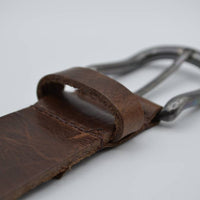Bruine italiaans volnerf lederen casual riem   