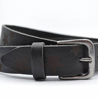 3cm zwarte kinder riem met sterprint 