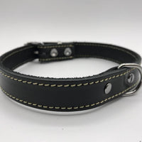 Hondenhalsband 30cm zwart echt Italiaans leer 
