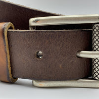 Stoere bruine riem met gewassen vintage leer