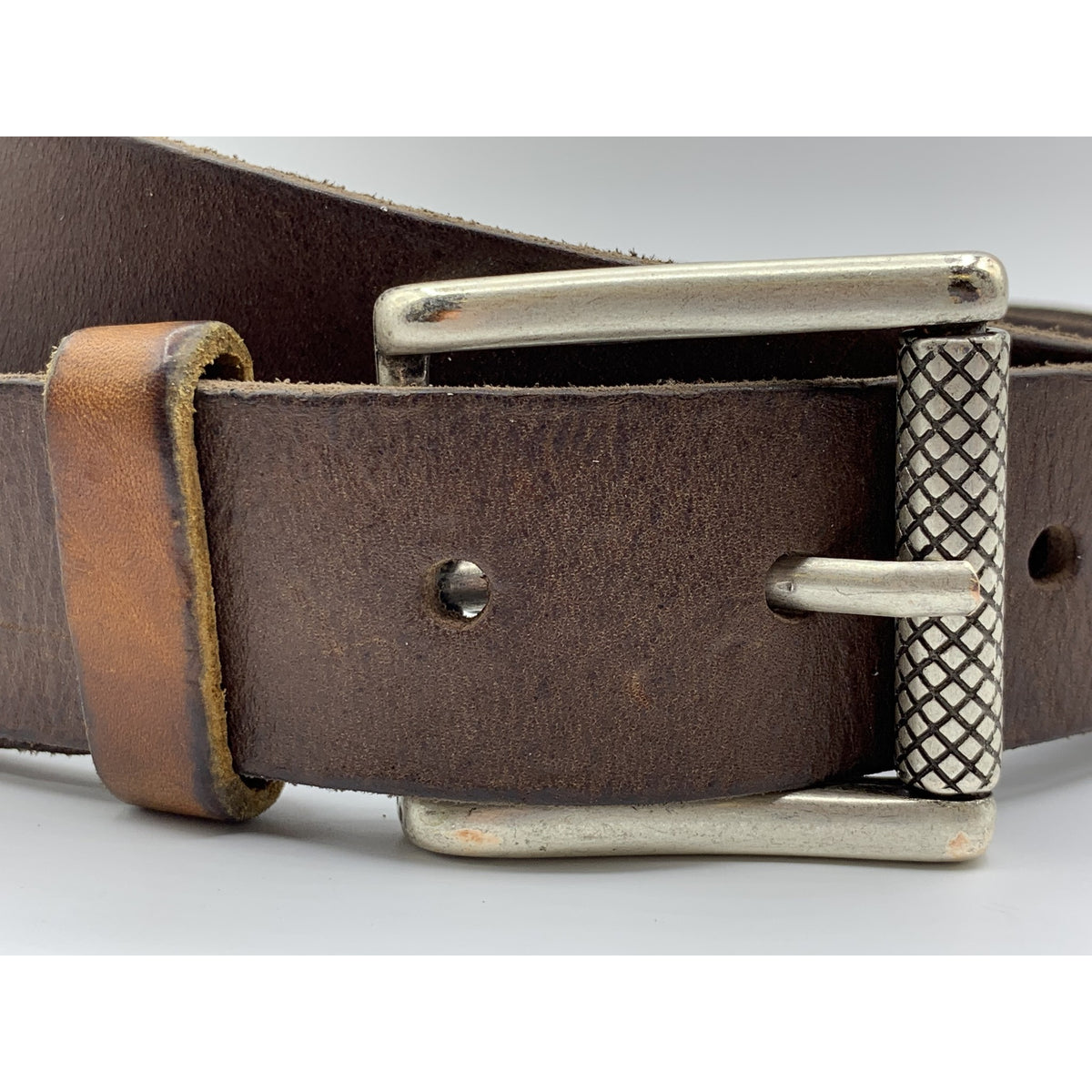 Stoere bruine riem met gewassen vintage leer