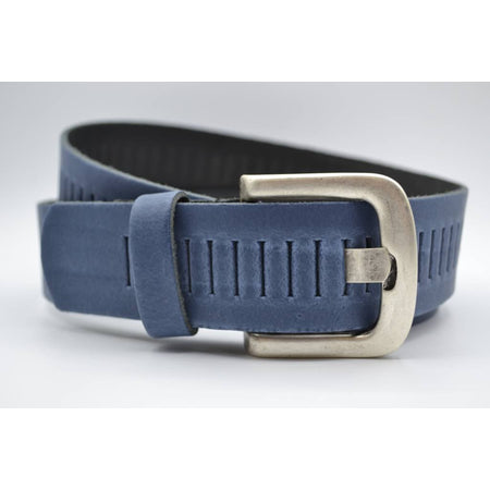 split lederen 40mm blauwe casual perforatie riem