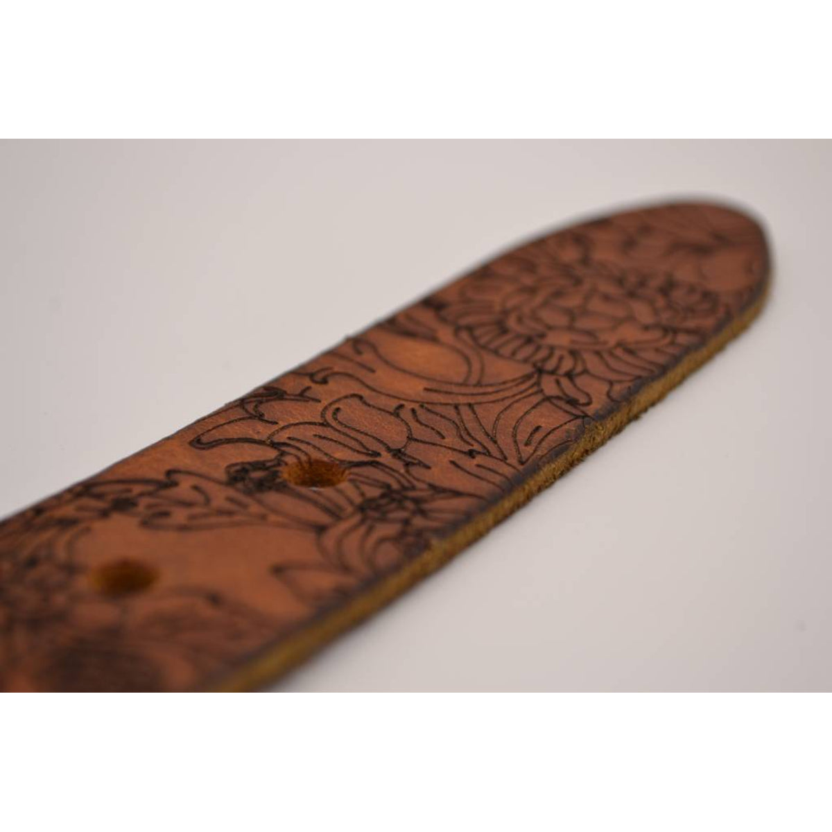 cognac bloemlaser echt lederen riem