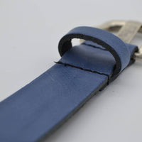 split lederen 30mm blauwe casual perforatie riem