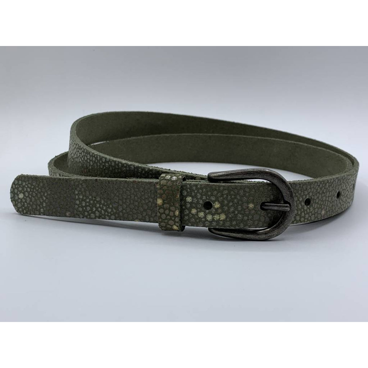 Damesriem van 2cm breed en speelse groene roggeprint 