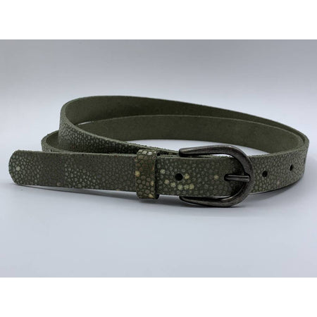 Damesriem van 2cm breed en speelse groene roggeprint 