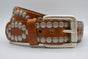 4cm cognac volle studriem van Italiaans volnerf leer