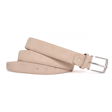 Beige suede 35mm brede riem. 