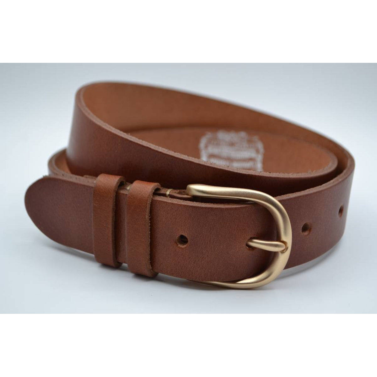 Nette cognac riem met gouden gesp 