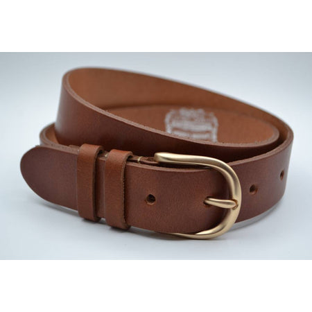 Nette cognac riem met gouden gesp 
