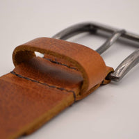 cognac italiaans volnerf lederen riem met gunmetal gesp