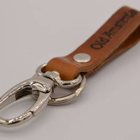 cognac echt lederen sleutelhanger met eigen naam of logo 