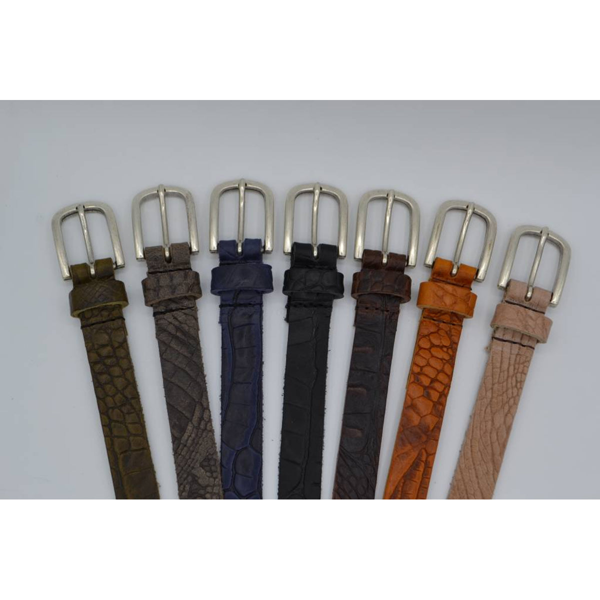 cognac 2cm brede krokodillen print damesriem