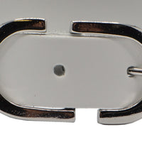 Damesriem met speelse zilverkleurige gesp.