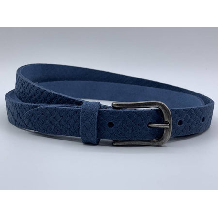 2cm brede damesriem met blauwe slangenprint
