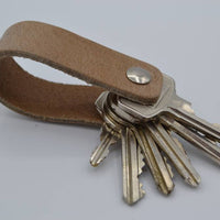 taupe echt lederen sleutelhanger