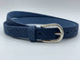 smalle blauwe damesriem met slangen print