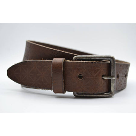 Ster gelaserde bruine echt lederen riem  