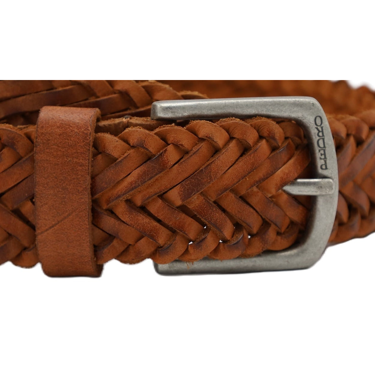 Cognac gevlochten riem 
