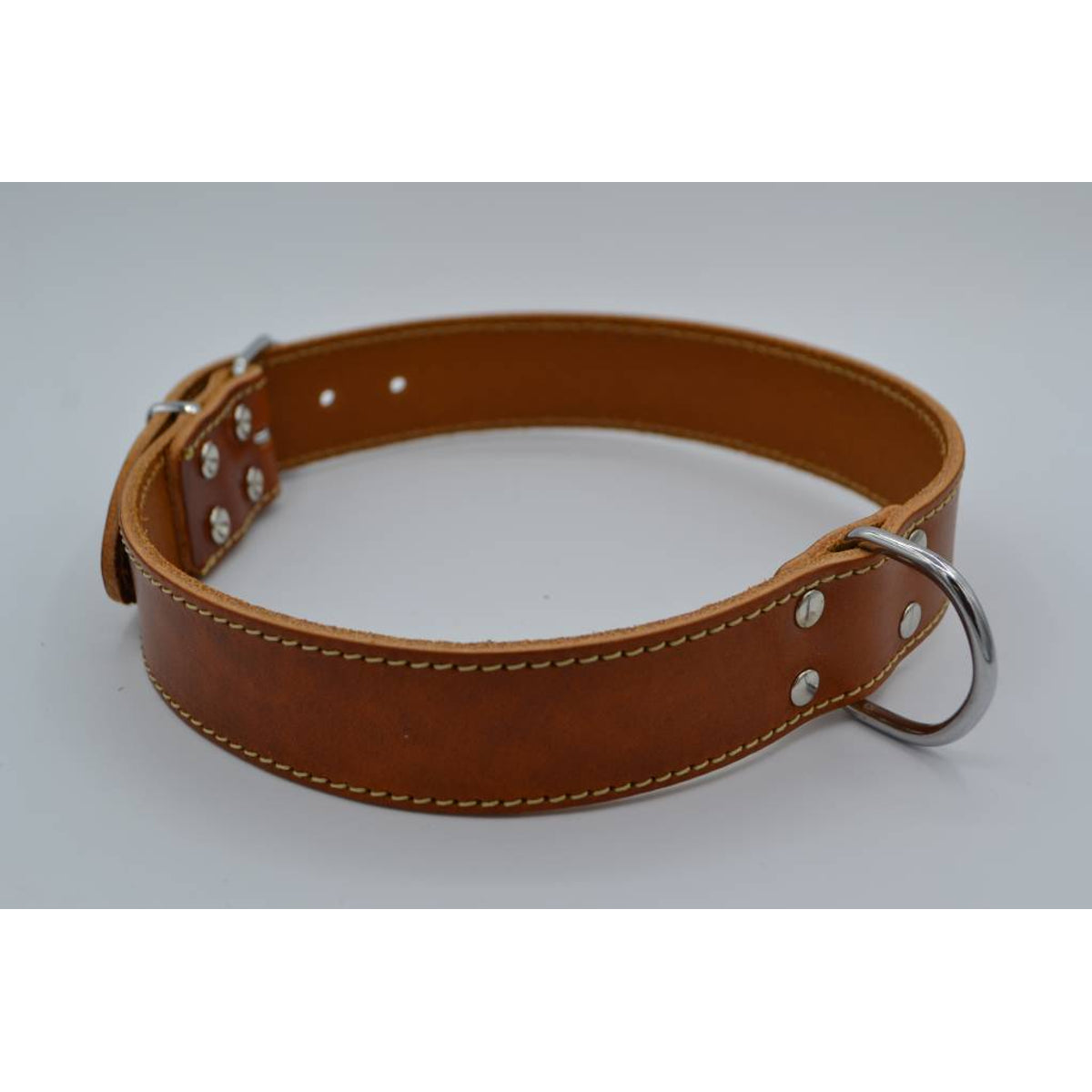 Hondenhalsband met naam 60cm cognac echt Italiaans leer 