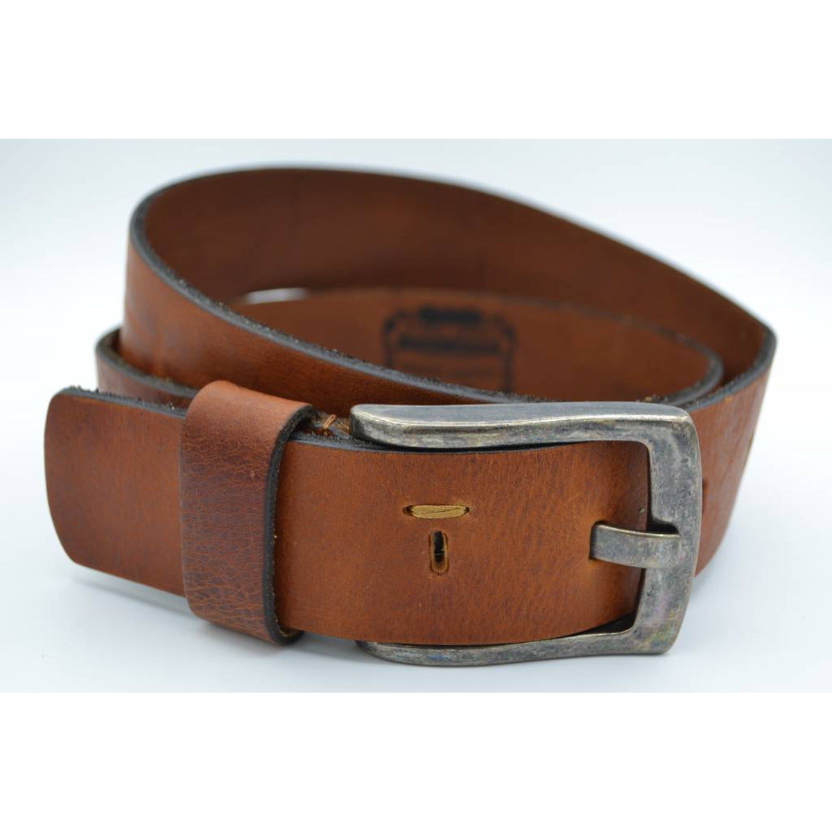 Stoere cognac riem met gave details 