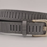 split lederen 30mm grijze casual perforatie riem 