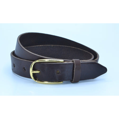 Bruine 3cm brede riem met gouden gesp. 