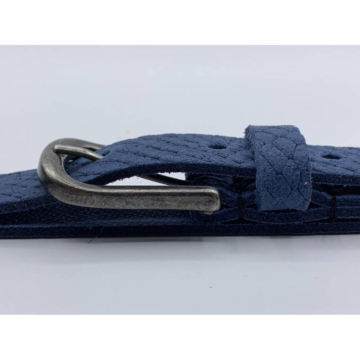 2cm brede damesriem met blauwe slangenprint