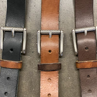 Stoere zwarte riem met gewassen vintage leer