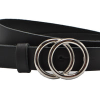 2.5cm brede zwarte riem met zilver kleurige gesp
